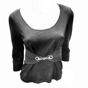 Valentino Italy Vintage Black Crystal Top